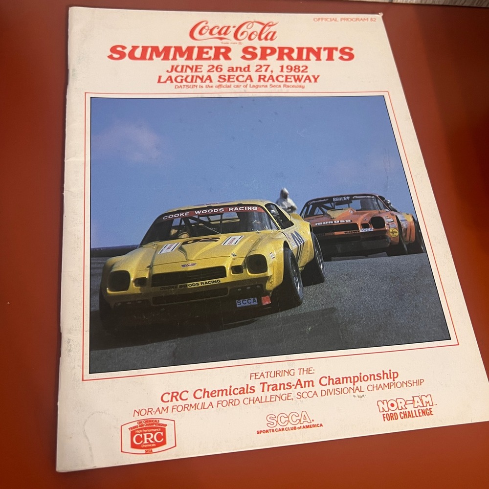 1982 Coca-Cola Summer Sprints Laguna Seca Raceway Program Trans-Am SCCA Datsun